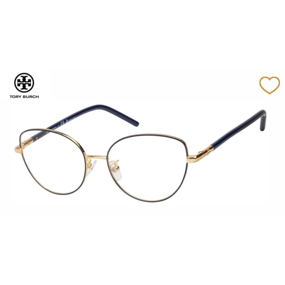Tory Burch Navy Gold Cateye Full Rim Metal Glasses Eyeglasses‎ Frame Women